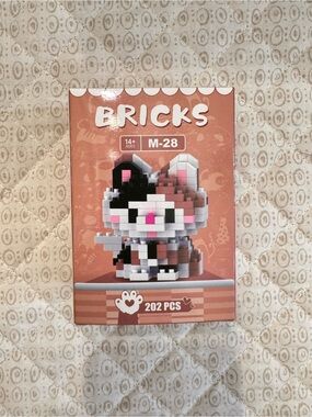 Bricks multi color  cute cat  Building blocks Set 202 pieces  - Pink & Brown Kit